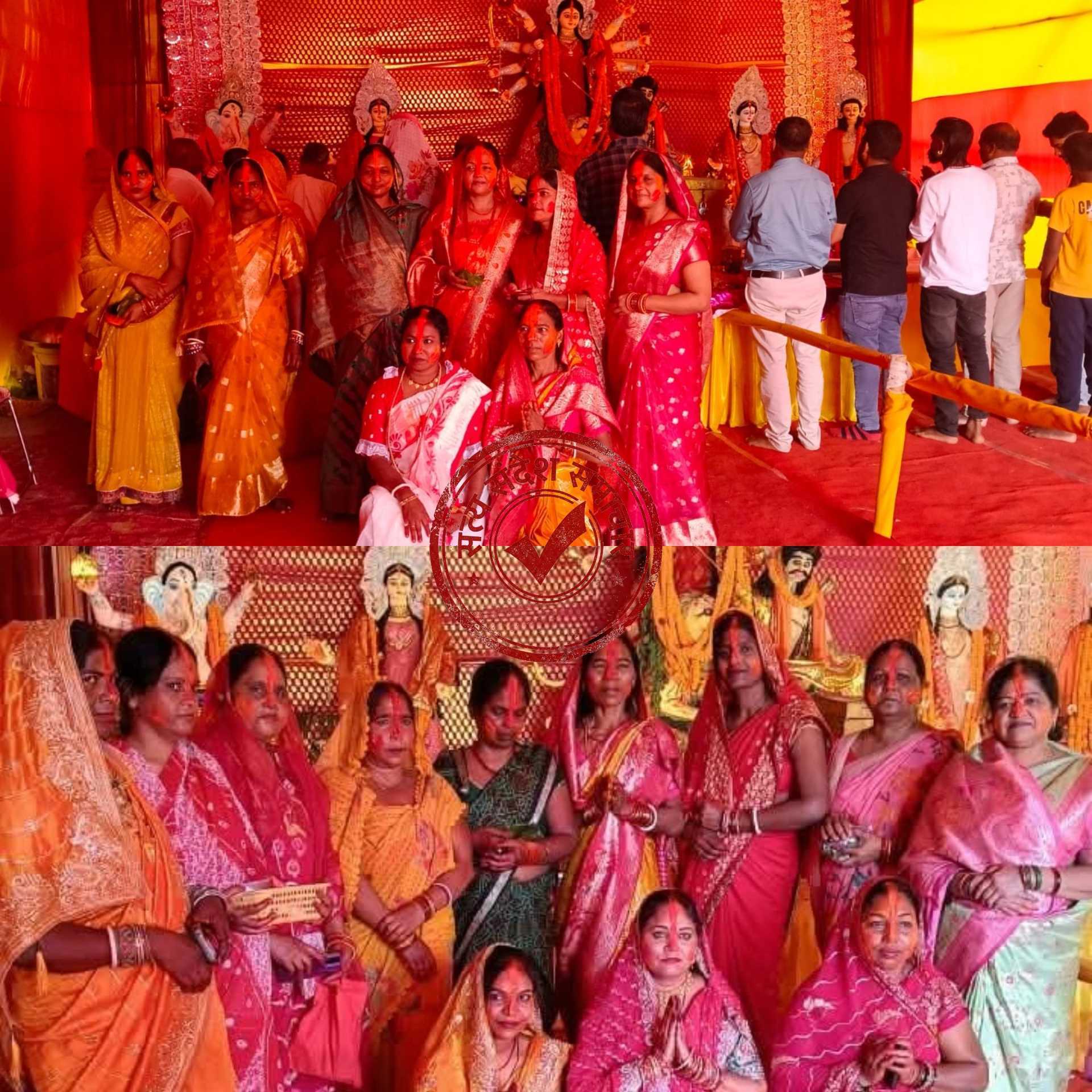 गांधी मैदान में महिलाओं ने खेला सिंदूर, मां दुर्गा को दी भावभीनी विदाई